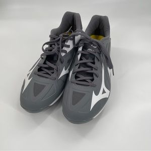 Mizuno Mens Size 12.5 Heist IQ‎ Gray White Metal Cleat Athletic Shoe